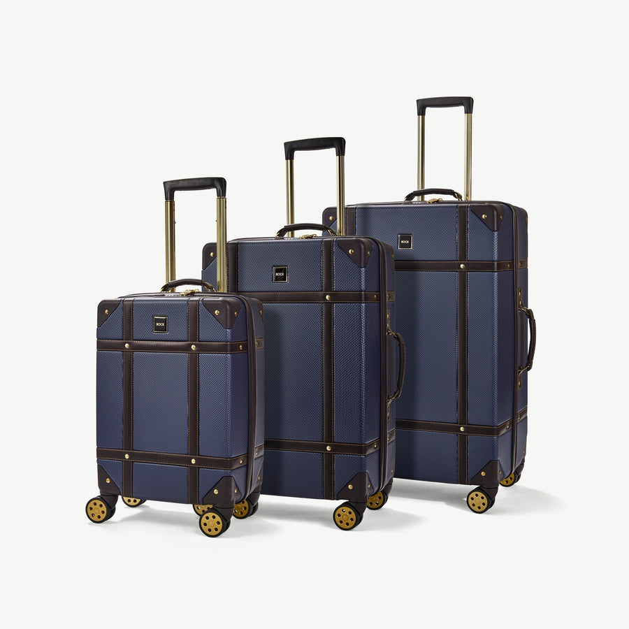 Vintage Set of 3 Suitcases in Navy